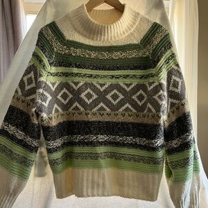 89th & Madison Men's Crewneck Sweater - Green, Gray, Cream